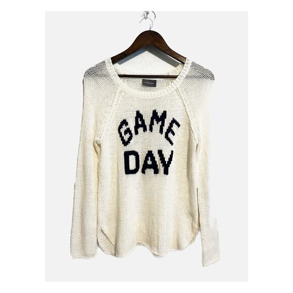 Wooden Ships Knit Game Day Crewneck Sweater Cream XS/ Small - Picture 3 of 9